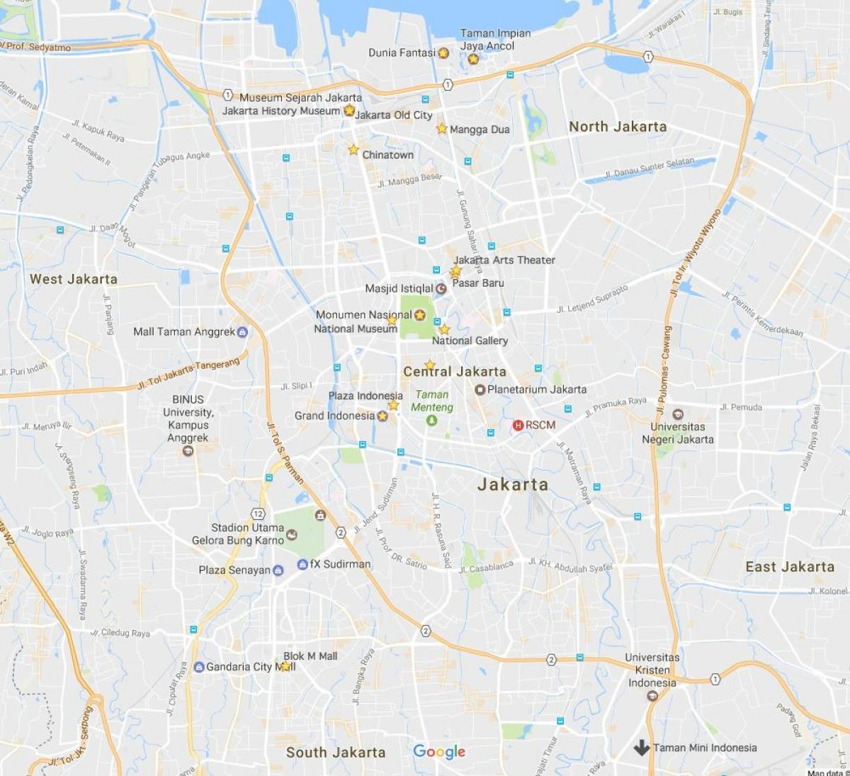 karta över Jakarta gallerior