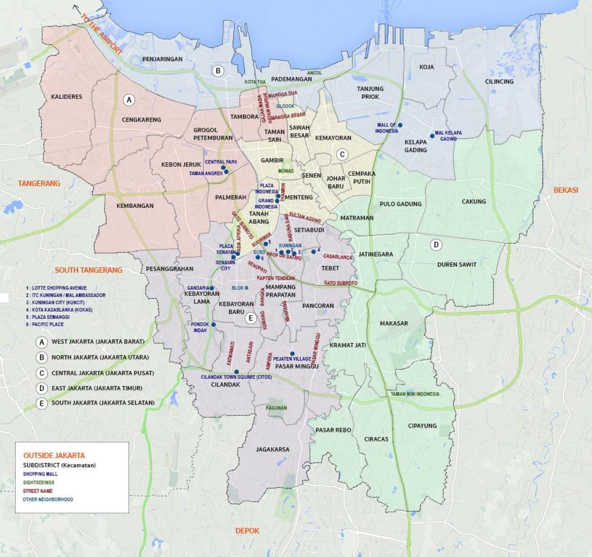 karta över västra Jakartas
