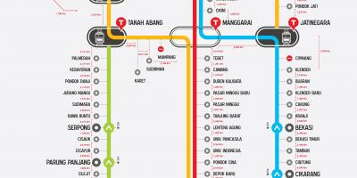 Pendeltåg linje Jakarta karta