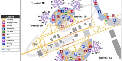 Den internationella flygplatsen Soekarno-hatta flygplatsen terminal 2 på karta